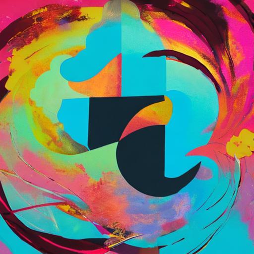 An abstract painting with colorful swirls.